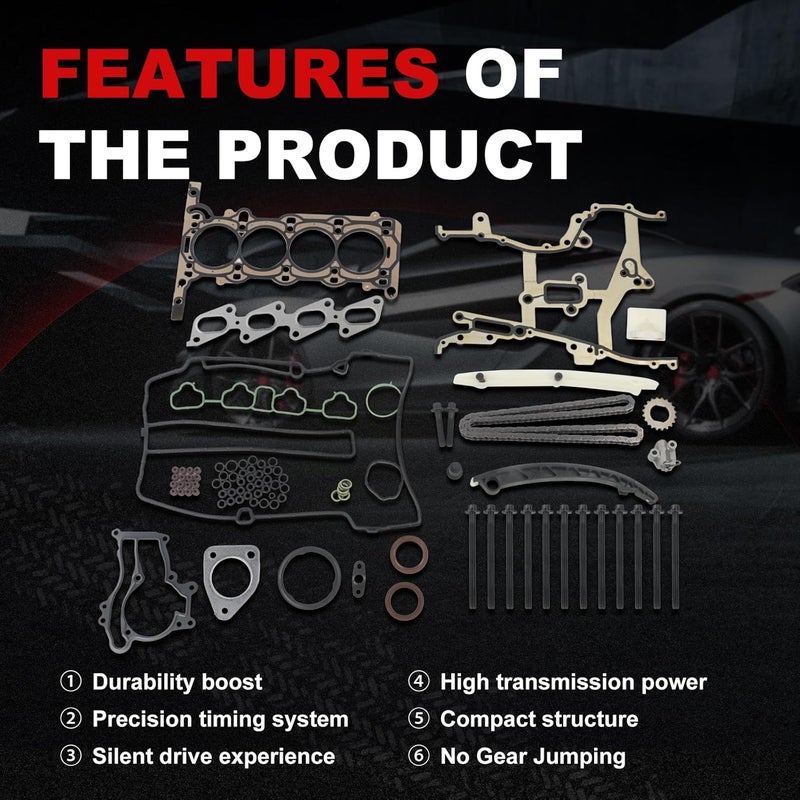Autodevil Store Timing Chain Kit with Head Gasket Bolts Set 1.4L Fit for Cruze 2011-2015 for Sonic 2012-2016 for Encore 13-16 for Trax 13-16 Car Engine Time Replacement Parts 55562234 HS26540PT-1 ES72474 - Image 5
